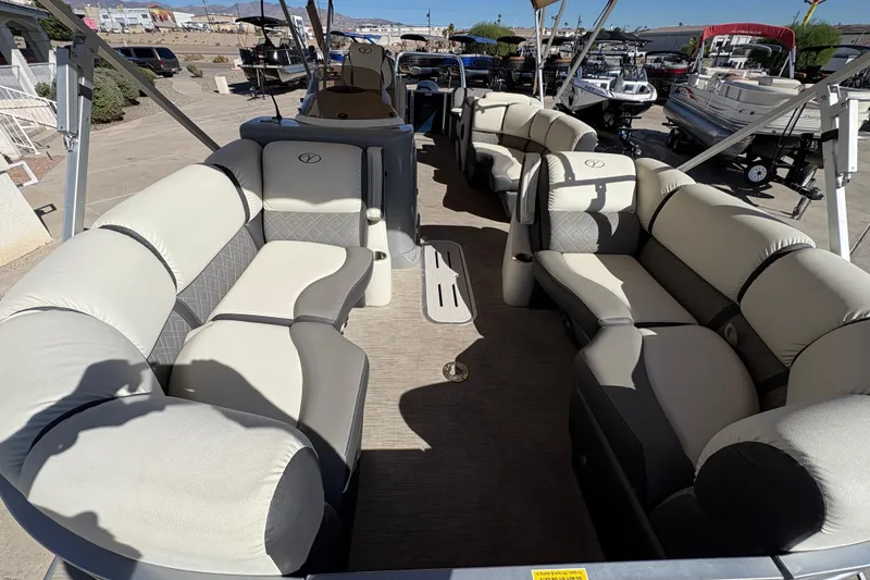 Slide: The Image of 2017 Veranda Relax V2275RFL pontoon boat with spacious seating and modern design. - 6