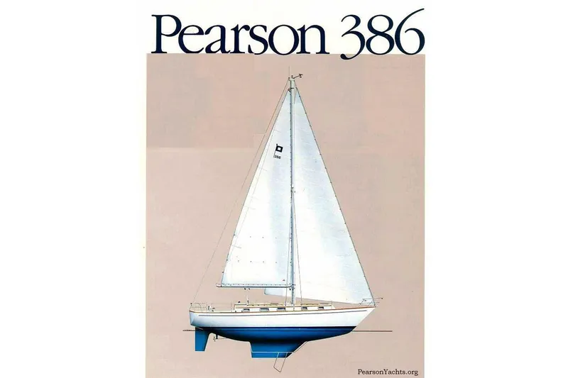Slide: The Image of Pearson 386 sailboat illustration from 1984, showcasing design and structure. - 26
