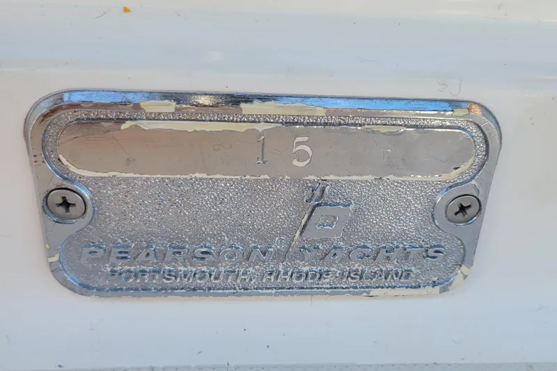 Slide: The Image of Plaque on Pearson 386 yacht, number 15, Portsmouth, Rhode Island, 1984 model. - 46