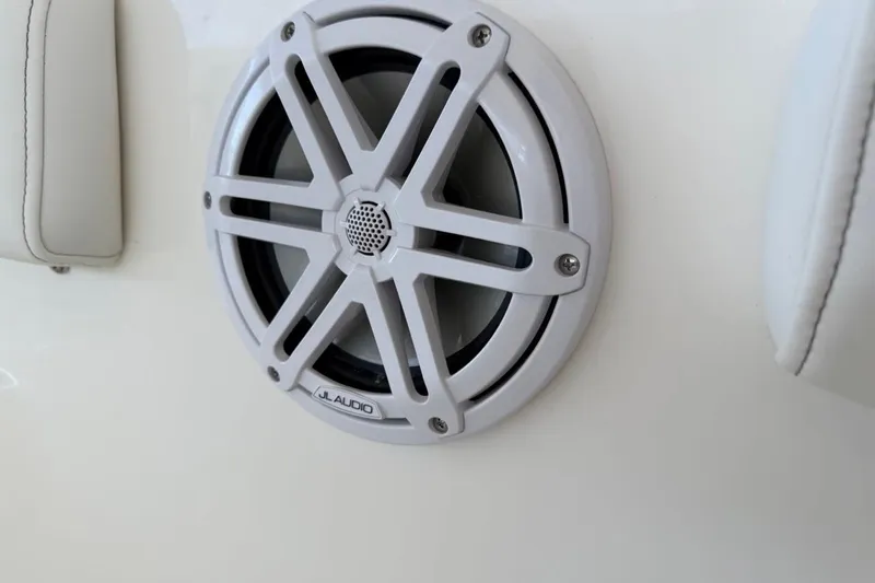 Slide: The Image of JL Audio speaker on 2026 Key West 239 FSR boat interior. - 47