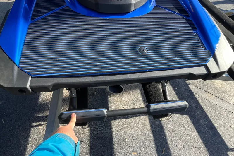 Slide: The Image of 2024 Yamaha WaveRunner VX Cruiser HO rear deck with blue and black detailing. - 11