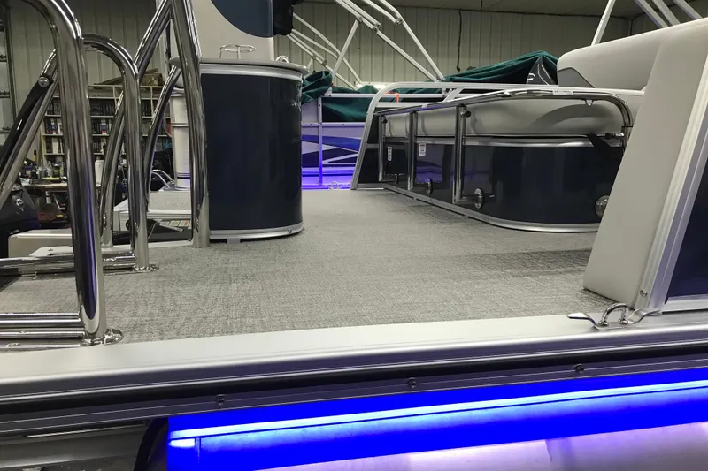 Slide: The Image of 2026 Avalon Venture 85 Versatile rear bench with modern interior and blue LED lighting. - 19