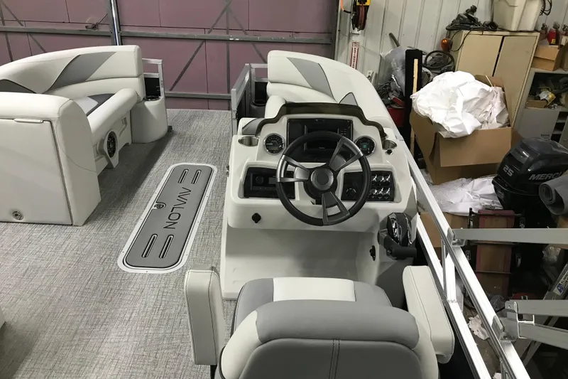 Slide: The Image of 2026 Avalon Venture 85 Versatile rear Bench interior with steering console and seating. - 4
