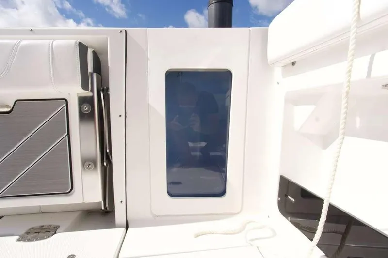 Slide: The Image of 2023 Blackfin 302 CC boat interior with sleek design and modern features. - 21