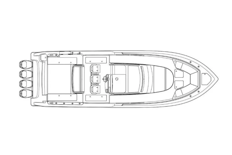 Slide: The Image of Top view schematic of a 2018 Boston Whaler 420 Outrage boat layout. - 30