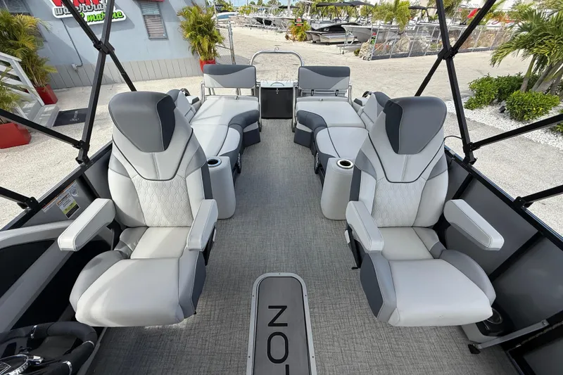 Slide: The Image of Luxurious seating on 2025 Avalon 2385 LSZ Quad Lounger Tri Toon boat. - 15