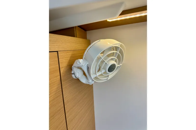 Slide: The Image of Wall-mounted fan inside 2024 Jeanneau Sun Odyssey 410 yacht cabin. - 109