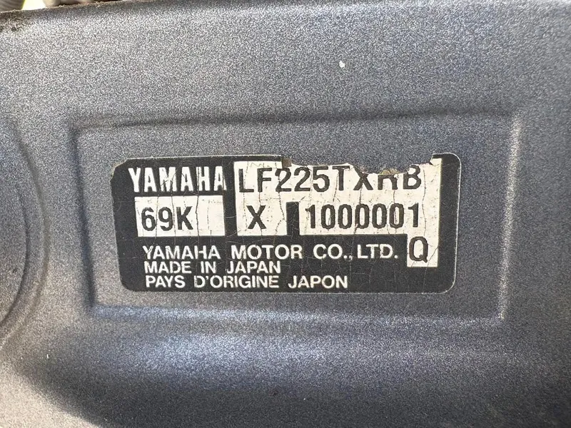Slide: The Image of Yamaha motor label on Grady-White Marlin 300, 2002 model, made in Japan. - 19