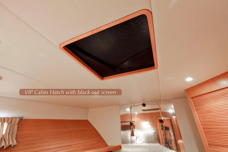 Slide: The Image of 2004 McKinna 57 Pilothouse VIP cabin with blackout hatch screen. - 39