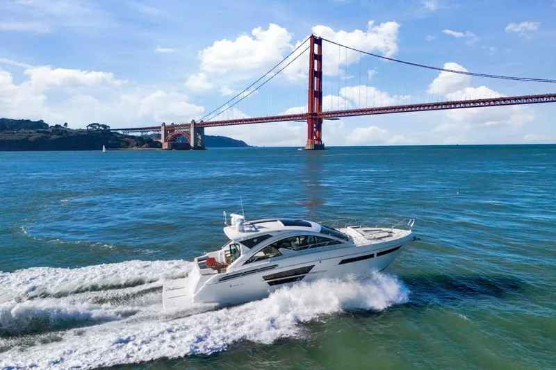 Slide: The Image of 2019 Cruisers Yachts 54 Cantius cruising near Golden Gate Bridge on a sunny day. - 4