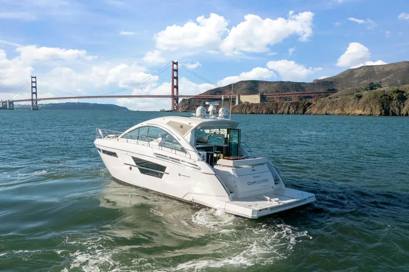 The Image of 2019 Cruisers Yachts 54 Cantius sailing near Golden Gate Bridge, sunny day. - 1