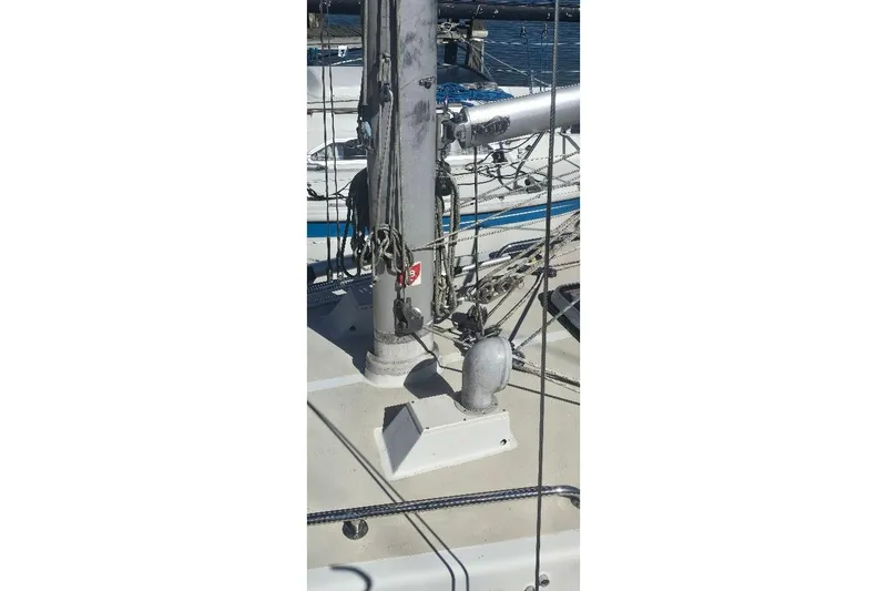 Slide: The Image of 1978 Tartan T34c sailboat deck with mast and rigging details. - 10
