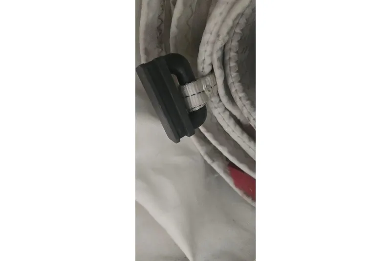 Slide: The Image of Close-up of a Tartan T34c 1978 sailboat rigging detail. - 40