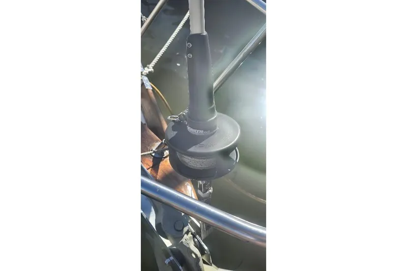 Slide: The Image of Close-up of a 1978 Tartan T34c sailboat's rigging and furling system. - 9