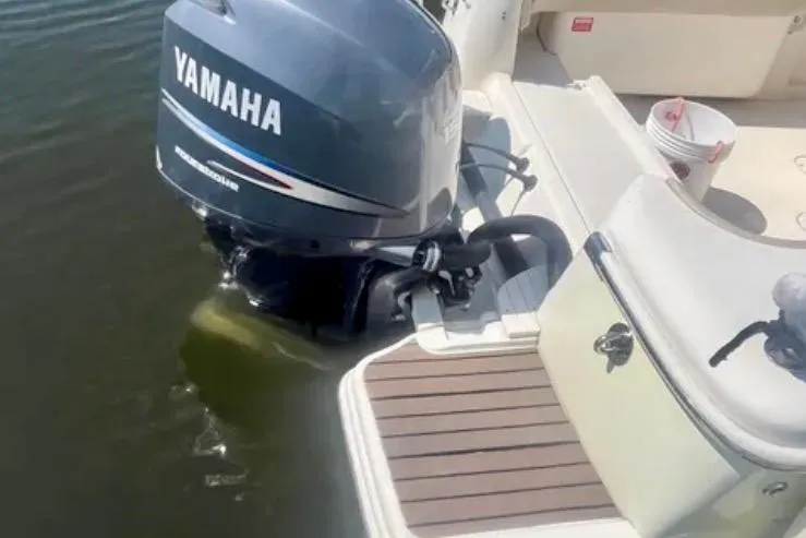 Slide: The Image of 2007 Scout 262 Sportfish with Yamaha outboard engine on water. - 5