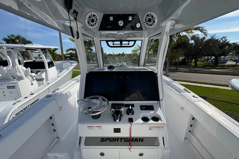 Slide: The Image of Sportsman Open 302 helm with dual Garmin 16-inch displays - 8