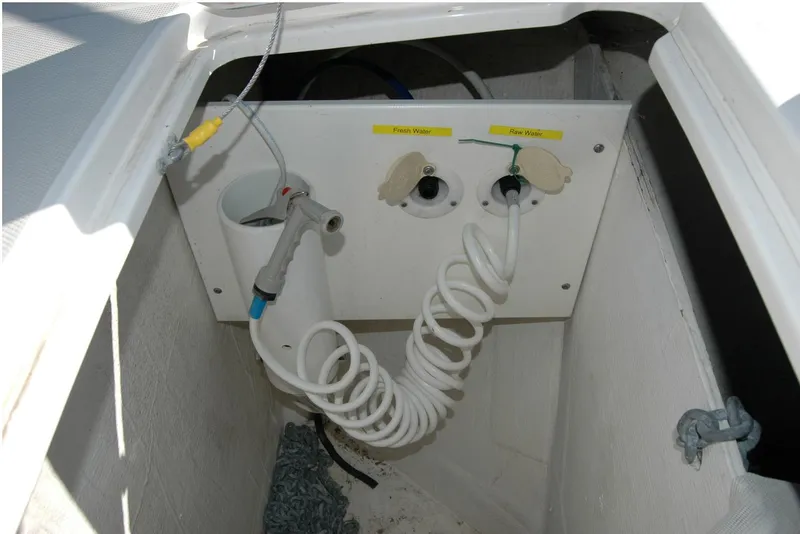 Slide: The Image of Fresh and raw water connections on a 2015 Back Cove 37 boat. - 26