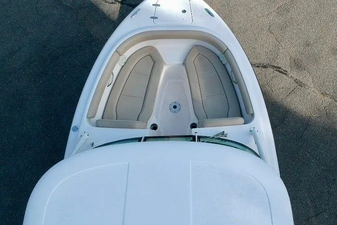 Slide: The Image of 2018 Pursuit DC 265 Dual Console boat, aerial view of bow seating area. - 17