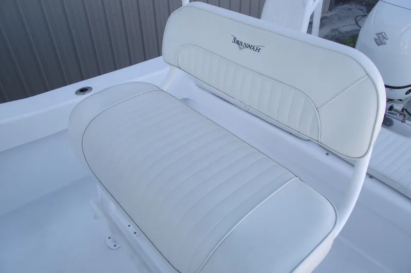 Slide: The Image of White leather seating on 2021 Savannah SS21 boat, showcasing elegant design and comfort. - 17
