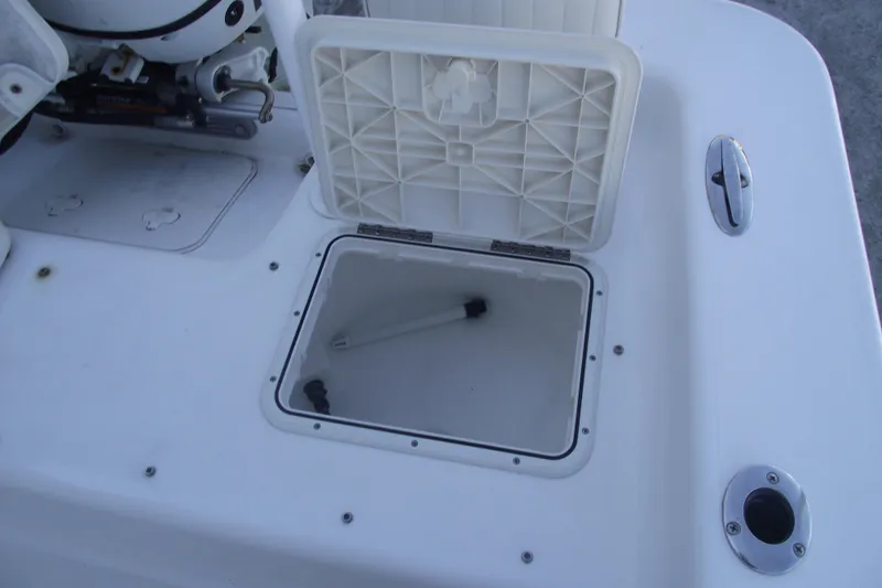 Slide: The Image of Open storage compartment on 2021 Savannah SS21 boat deck. - 25