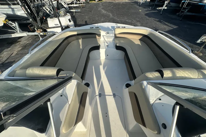 Slide: The Image of 2020 Hurricane SunDeck 217 OB boat interior with spacious seating and modern design. - 15