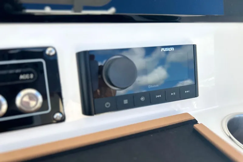 Slide: The Image of Fusion audio system on 2026 Sea Fox 228 Commander boat dashboard. - 22