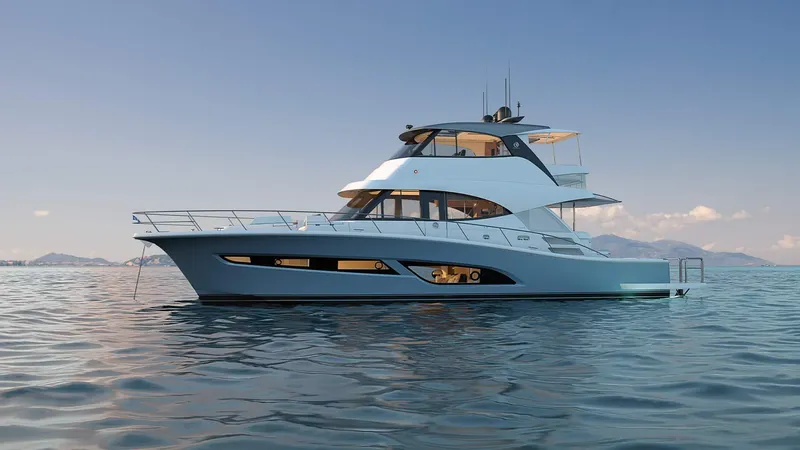 Slide: The Image of 2024 Riviera 58 Sports Motor Yacht on calm waters. - 3