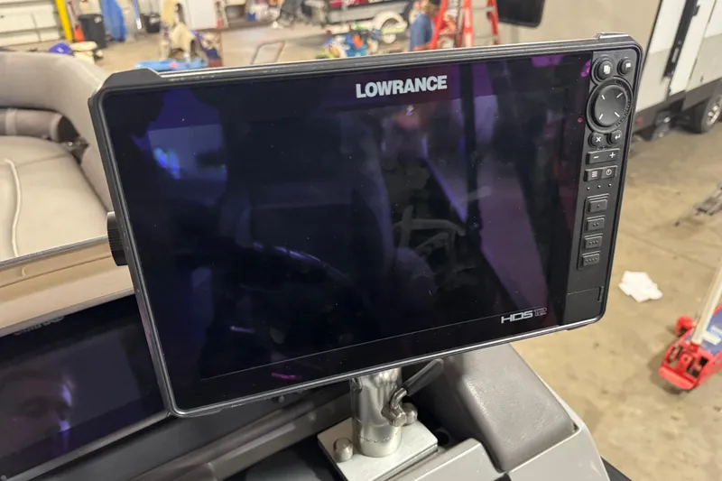 Slide: The Image of Lowrance HDS-12 display on 2020 Bennington SXP 25 SSBXP boat in a workshop setting. - 20