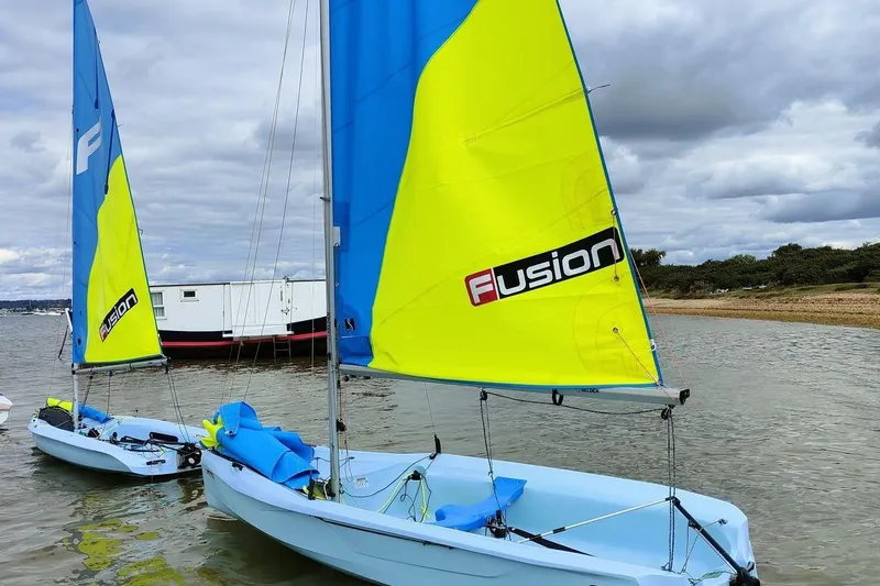 Slide: The Image of SERO Innovation Fusion II 2025 sailboat on water with vibrant blue and yellow sails. - 3