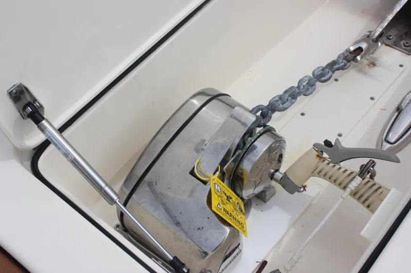 Slide: The Image of Anchor winch system on a 2018 Scout 380 LXF boat. - 58