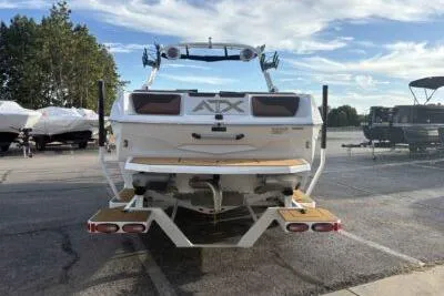 Slide: The Image of 2026 ATX Surf Boats 24 Type-S, rear view, parked on a sunny day. - 3