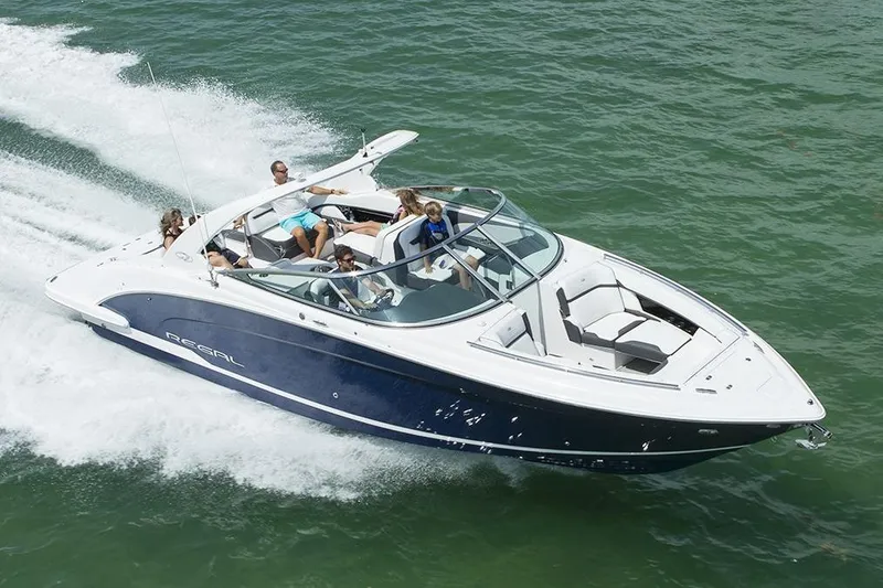 Slide: The Image of Manufacturer Provided Image: 2017 Regal 3200 Bowrider cruising on water with passengers. - 75