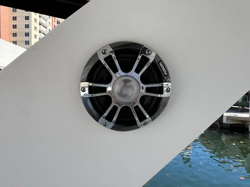 Slide: The Image of Marine speaker on 2019 Sea Ray Sundancer 320 Outboard, dockside view. - 39