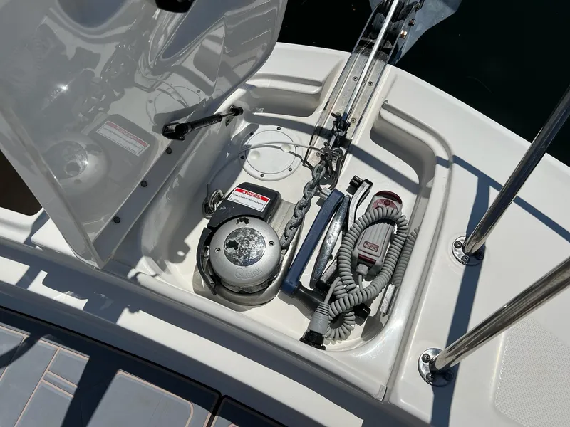 Slide: The Image of 2019 Sea Ray Sundancer 320 Outboard deck with anchor and rope storage. - 43