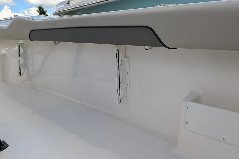Slide: The Image of 2025 Key West 239 FS boat interior detail, showcasing sleek design and storage features. - 11