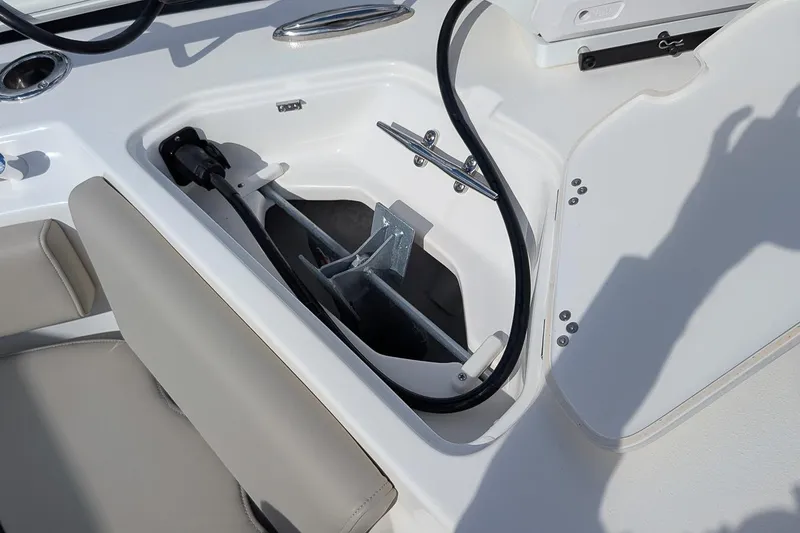 Slide: The Image of 2025 Key West 239 FS boat anchor storage compartment with sleek design and modern features. - 20