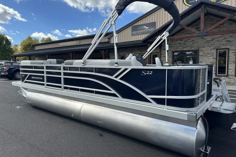 Slide: The Image of Interior of 2026 Bennington 22 SF boat with seating and control panel. - 1