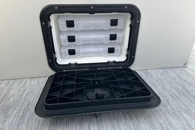 Slide: The Image of 2026 Bennington 22 SF boat cockpit with modern steering and comfortable seating. - 24