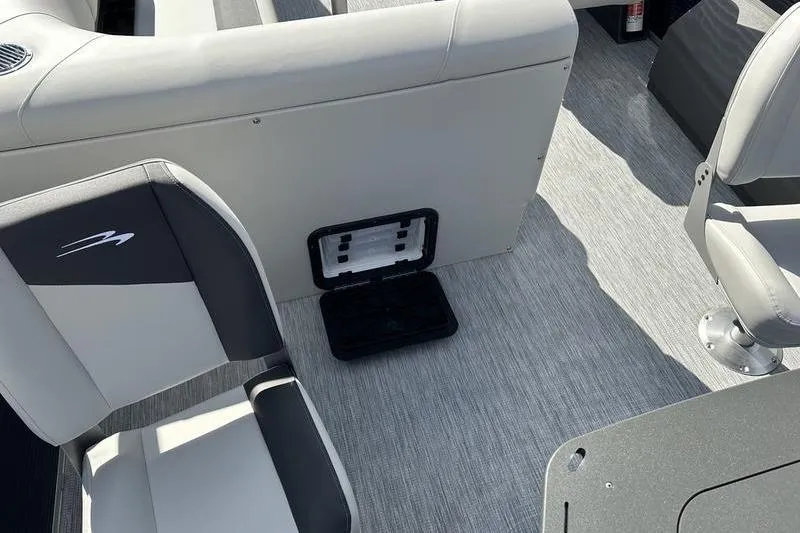 Slide: The Image of Steering console of 2026 Bennington 22 SF boat with gauges and controls. - 27