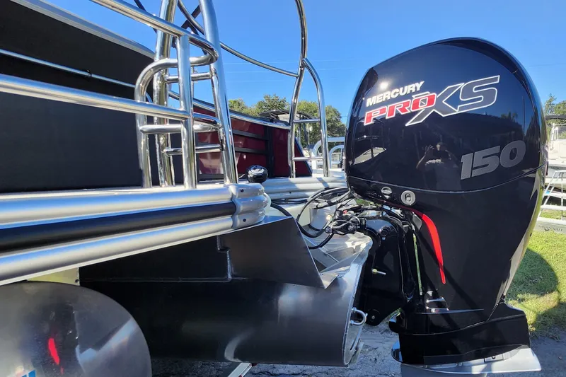 Slide: The Image of 2026 Lowe SS 230 DV boat with Mercury Pro XS 150 engine, side view. - 37