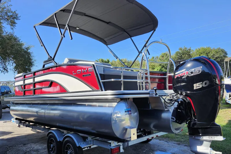 Slide: The Image of 2026 Lowe SS 230 DV pontoon boat with Mercury 150 Pro XS engine. - 4