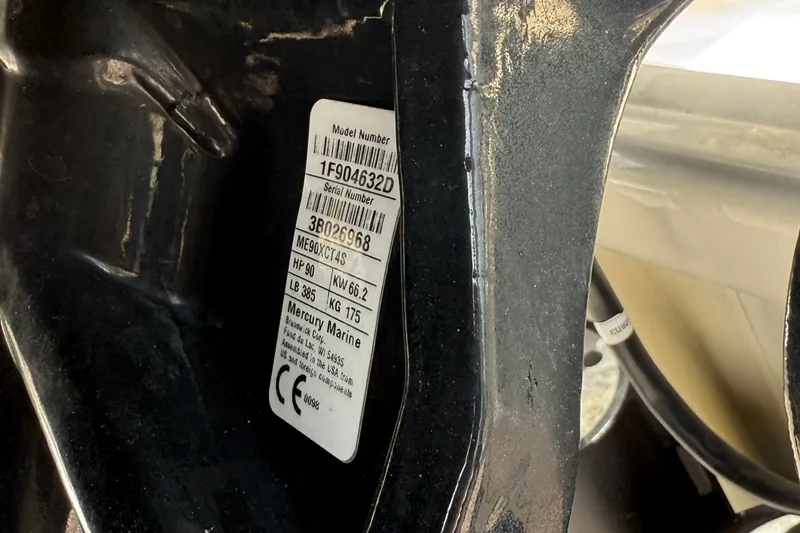 Slide: The Image of Label on a 2021 Boston Whaler 170 Montauk, displaying model and serial numbers. - 18
