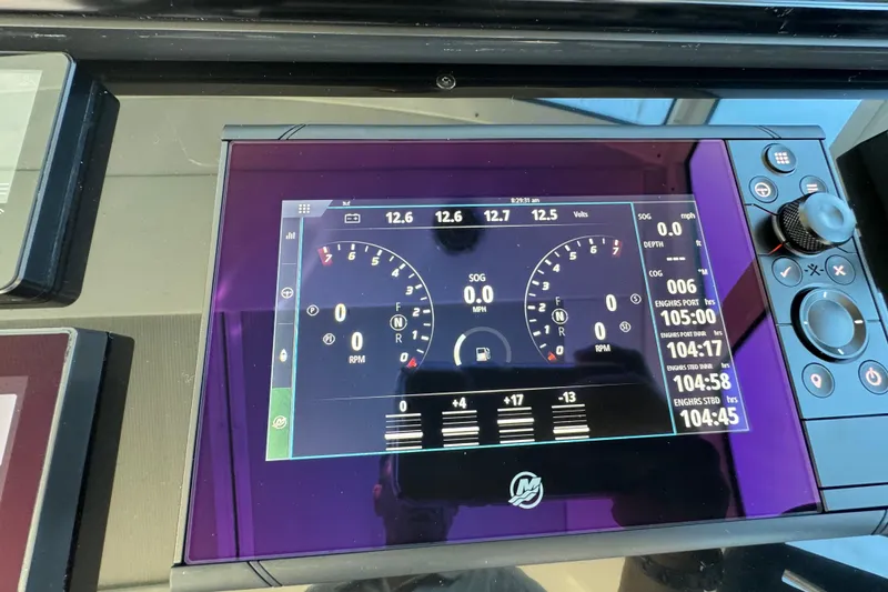 Slide: The Image of Dashboard of 2023 Formula 400 Super Sport Crossover showing engine and navigation data. - 56