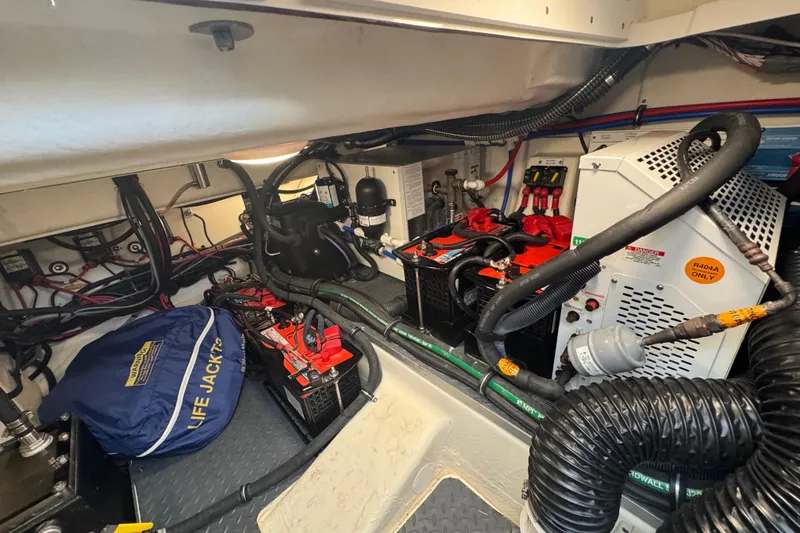 Slide: The Image of Engine room of 2023 Formula 400 Super Sport Crossover with batteries and equipment. - 79