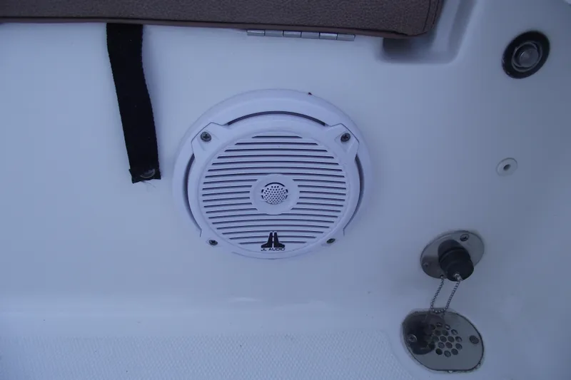 Slide: The Image of 2019 Sea Hunt BX 22 BR boat speaker and drain plug detail. - 47