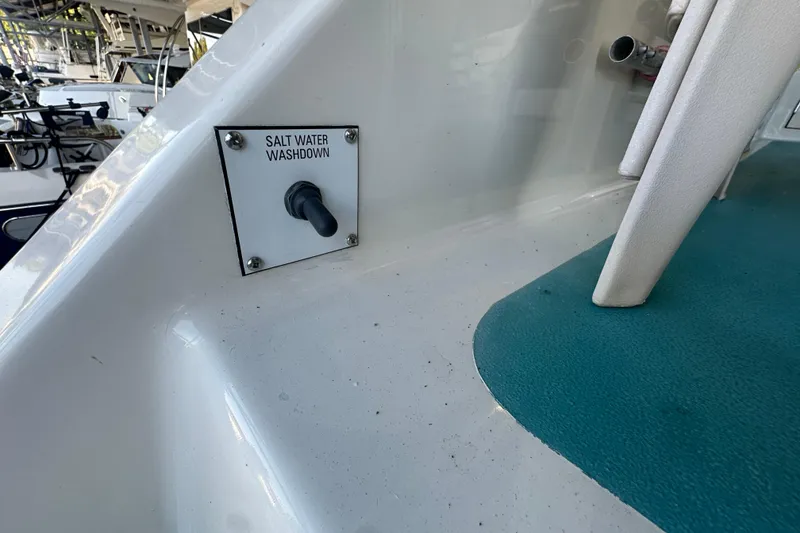 Slide: The Image of Salt water washdown switch on 1972 Tollycraft 42 Tri-Cabin boat deck. - 10