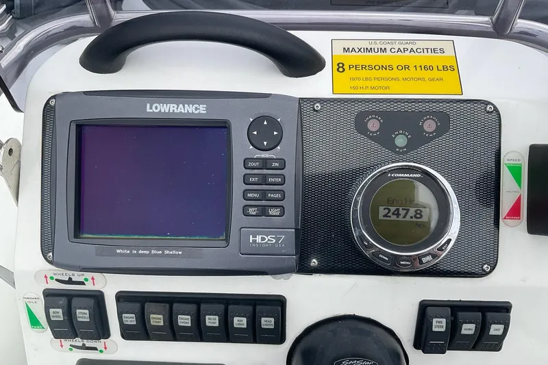 Slide: The Image of Control panel of a 2011 Sealegs 7.1 boat with Lowrance HDS7 display. - 10