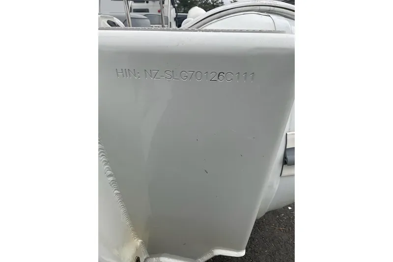 Slide: The Image of HIN on 2011 Sealegs 7.1 boat, model identification detail. - 7