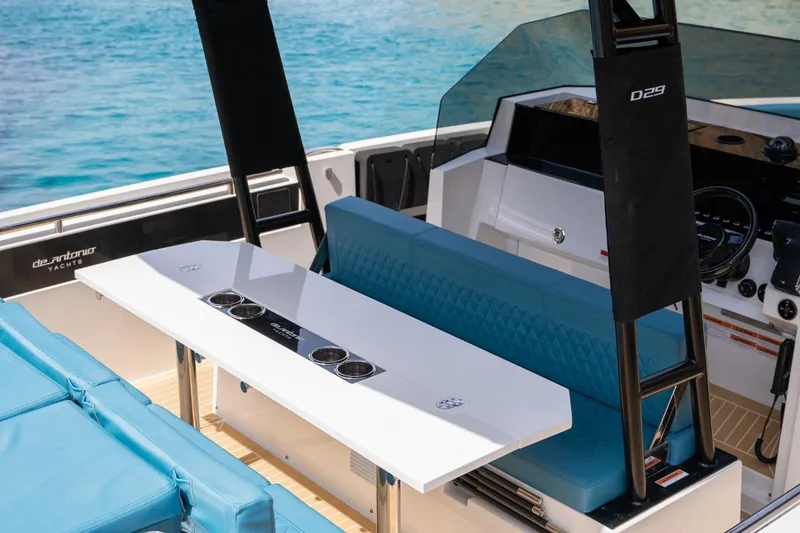 Slide: The Image of Interior of 2026 De Antonio Yachts D29, featuring sleek seating and modern design. - 18