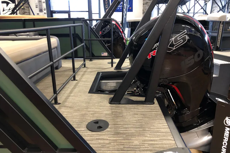 Slide: The Image of 2026 Viaggio X22S boat with dual Mercury outboard engines on display. - 3